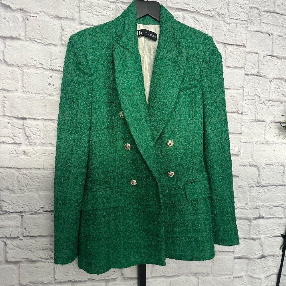 Zara Green Tweed Blazer
